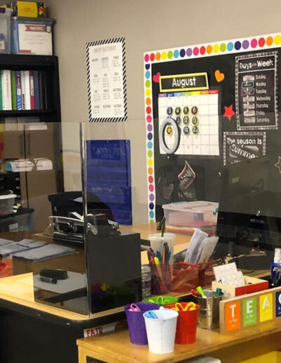 desk barrier for teachers - custom plastic fabrication