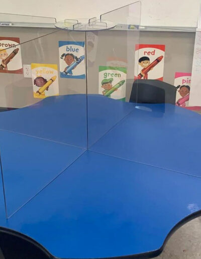 desk barrier for classroom tabletop - custom plastic fabrication